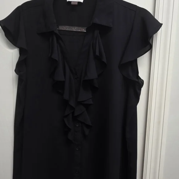 Calvin Klein Black Ruffle Blouse - Picture 1 of 5